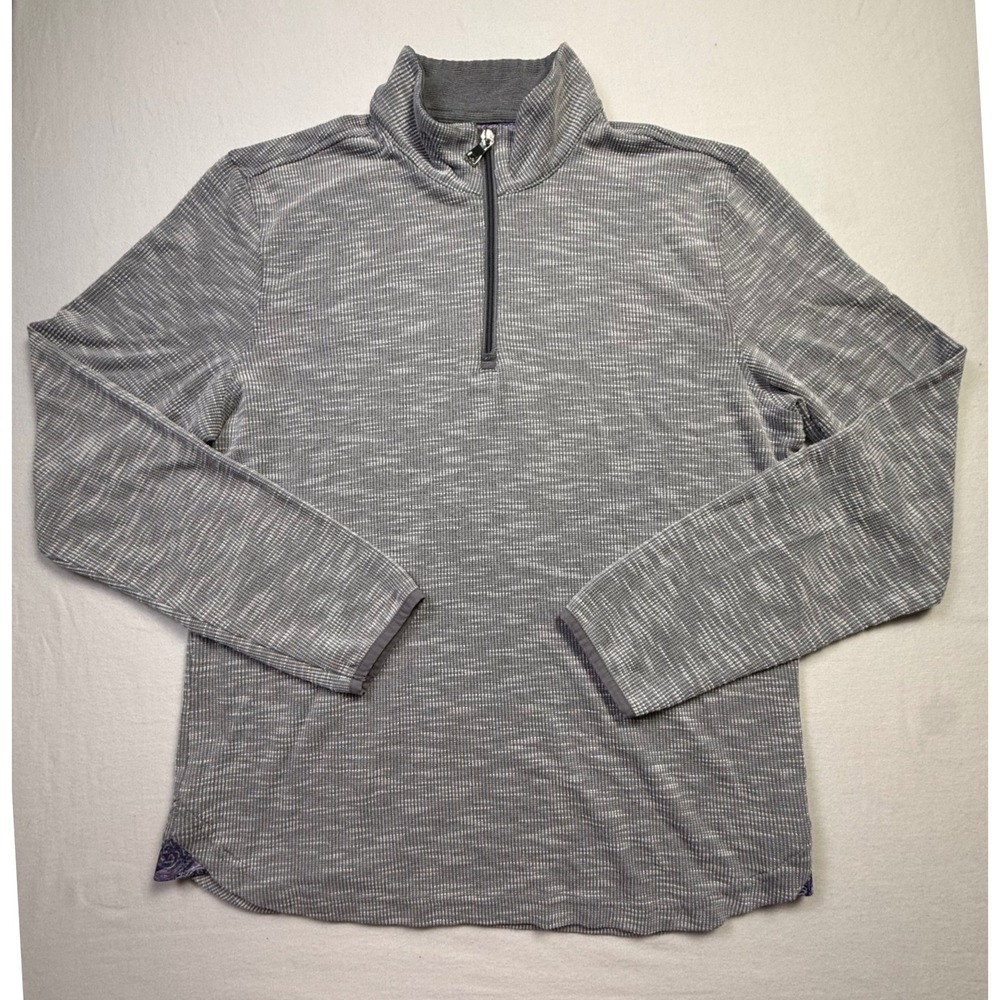 Robert Graham Mens Classic Fit Grey Quarter Zip Pullover Sweater M-2601